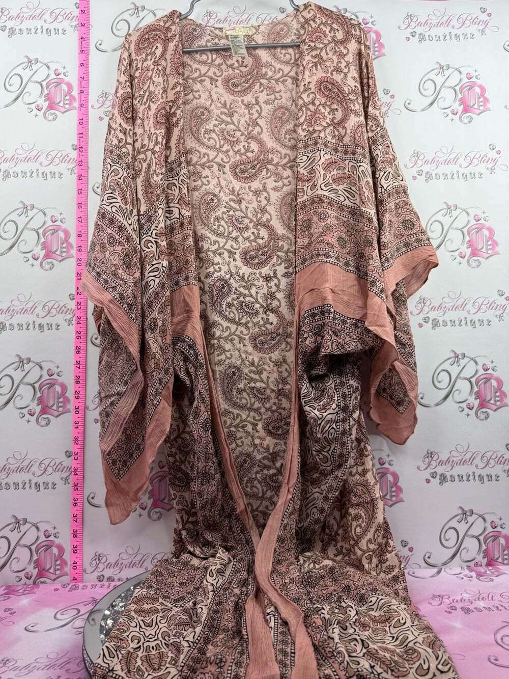 Free People kimono cardigan Paisley Kimono Duster in Blush and Brown